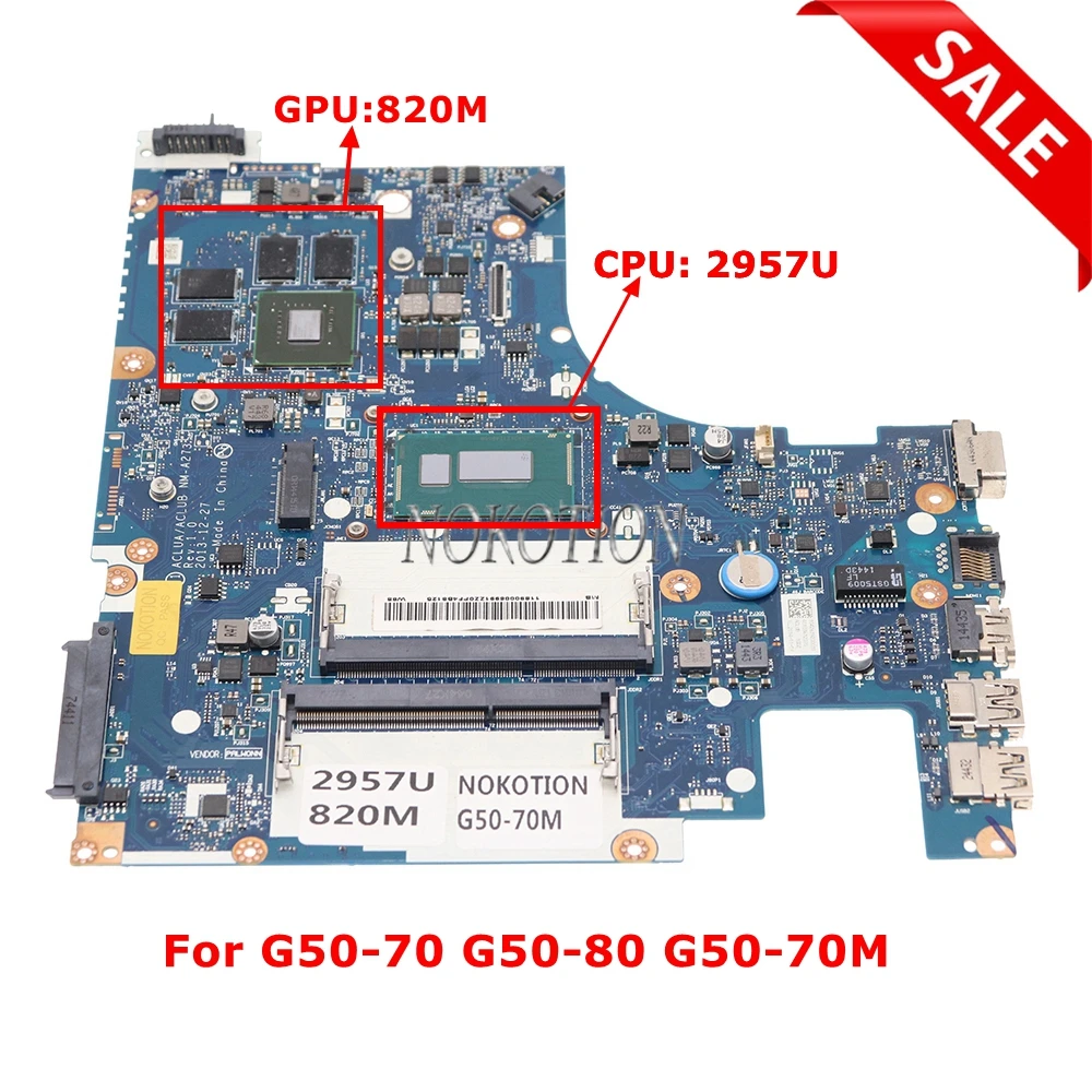 

ACLUA ACLUB NM-A273 11S90006991 For lenovo ideapad G50-70 G50-80 G50-70M Laptop motherboard SR1DV Celeron 2957U Geforce 820M