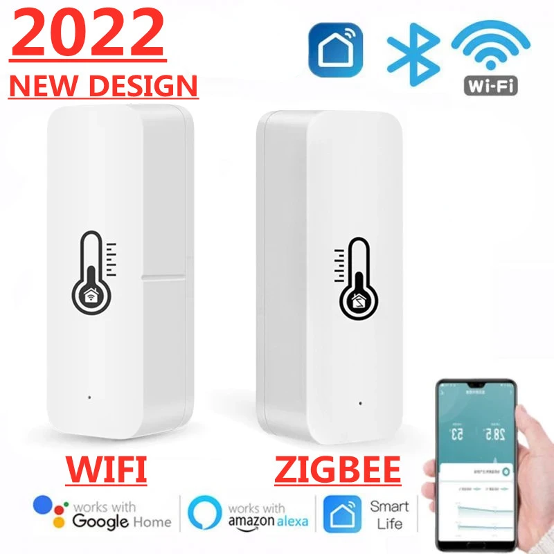 

Смарт-датчик температуры и влажности ZigBee 3,0, Wi-Fi, работает с приложением Alexa Google Home