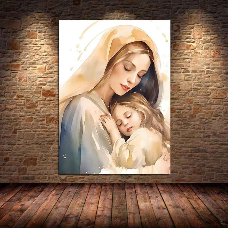 Печать на холсте &quotБлагословенная Дева Мария с ребенком&quot