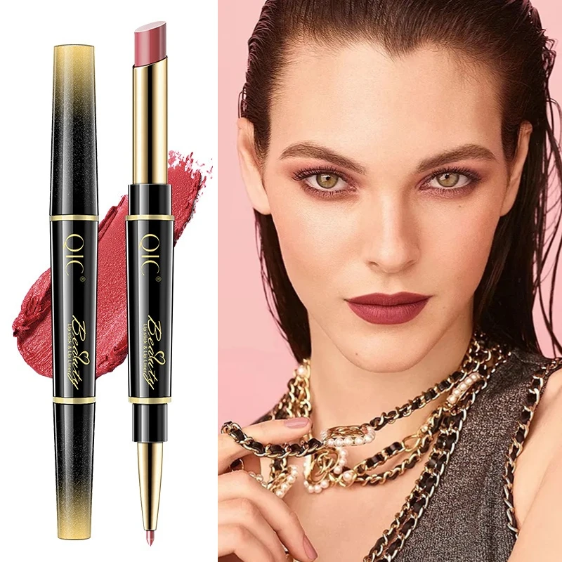 

Lipstick Pencil Double Head 2 in 1 lip Gloss Cosmetics Waterproof lasting Permanent lipstick High-quality Professional Makeup