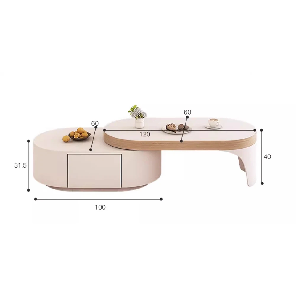 Журнальный столик скандинавским украшением и ящиком организация хранения