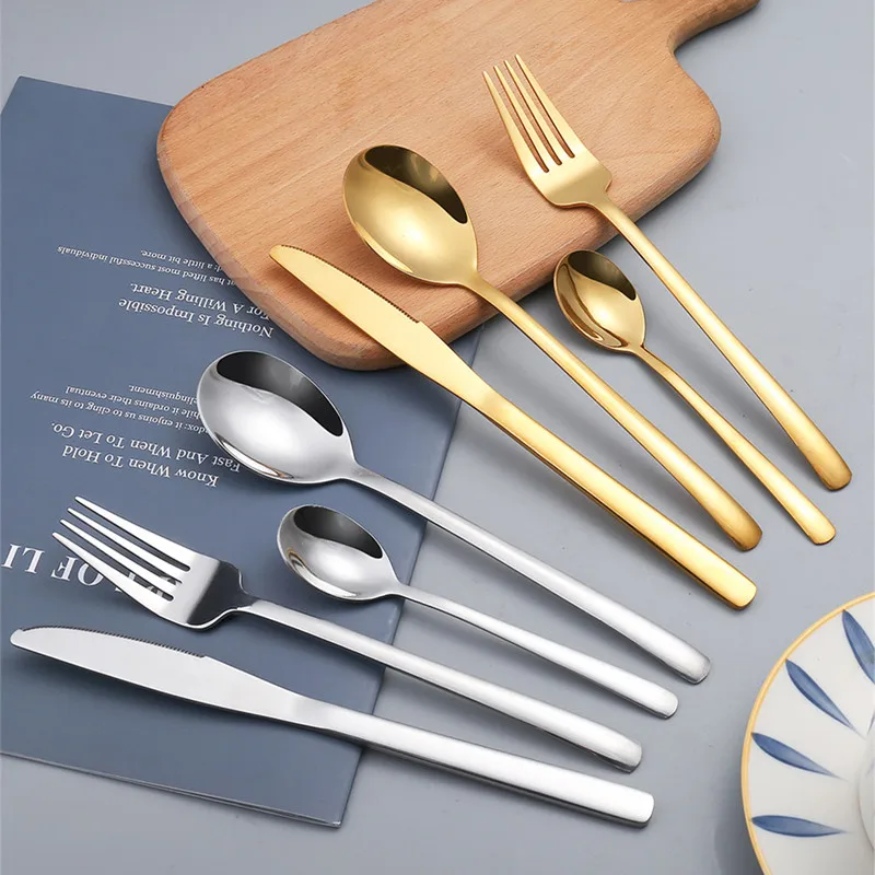 Высококачественные утолщенные столовые приборы из нержавеющей стали с длинной