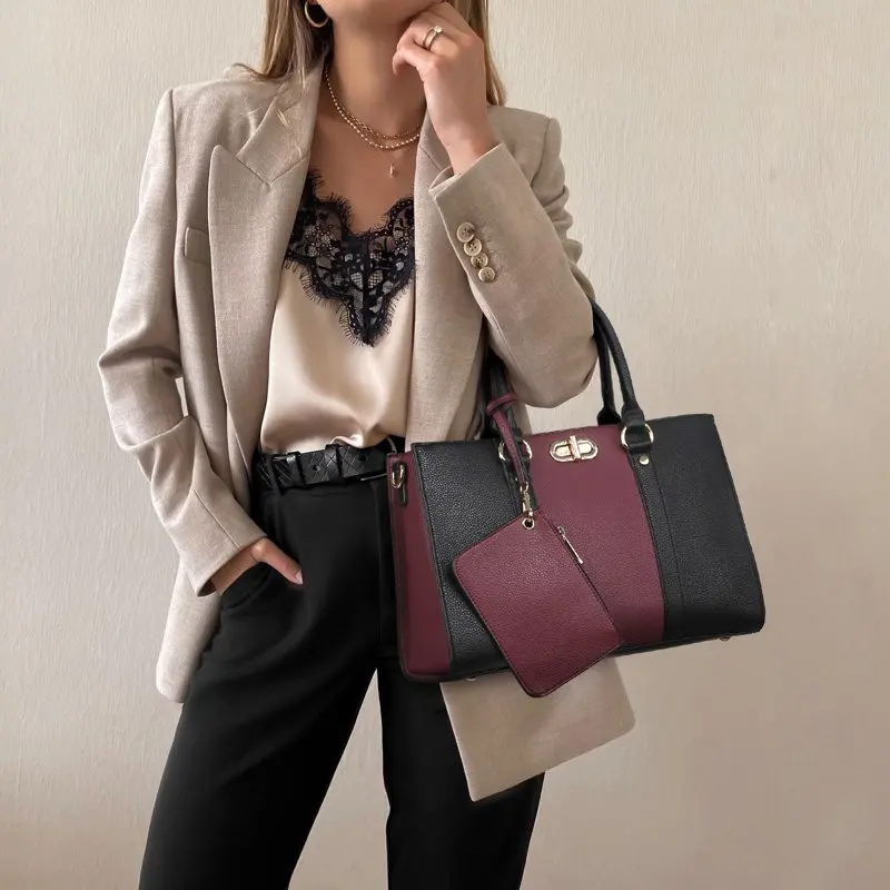 3Pcs Set Women Fashion Satchel with Matching Wallet and Wristlet