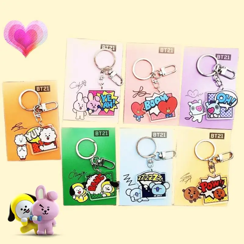 

Bt21 Pendants Key Chain Buckle Bags Ornaments Cartoon Style Anime RJ TATA CHIMMY KOYA COOKY Cute Kpop Stars Bts Fans Gifts Girls
