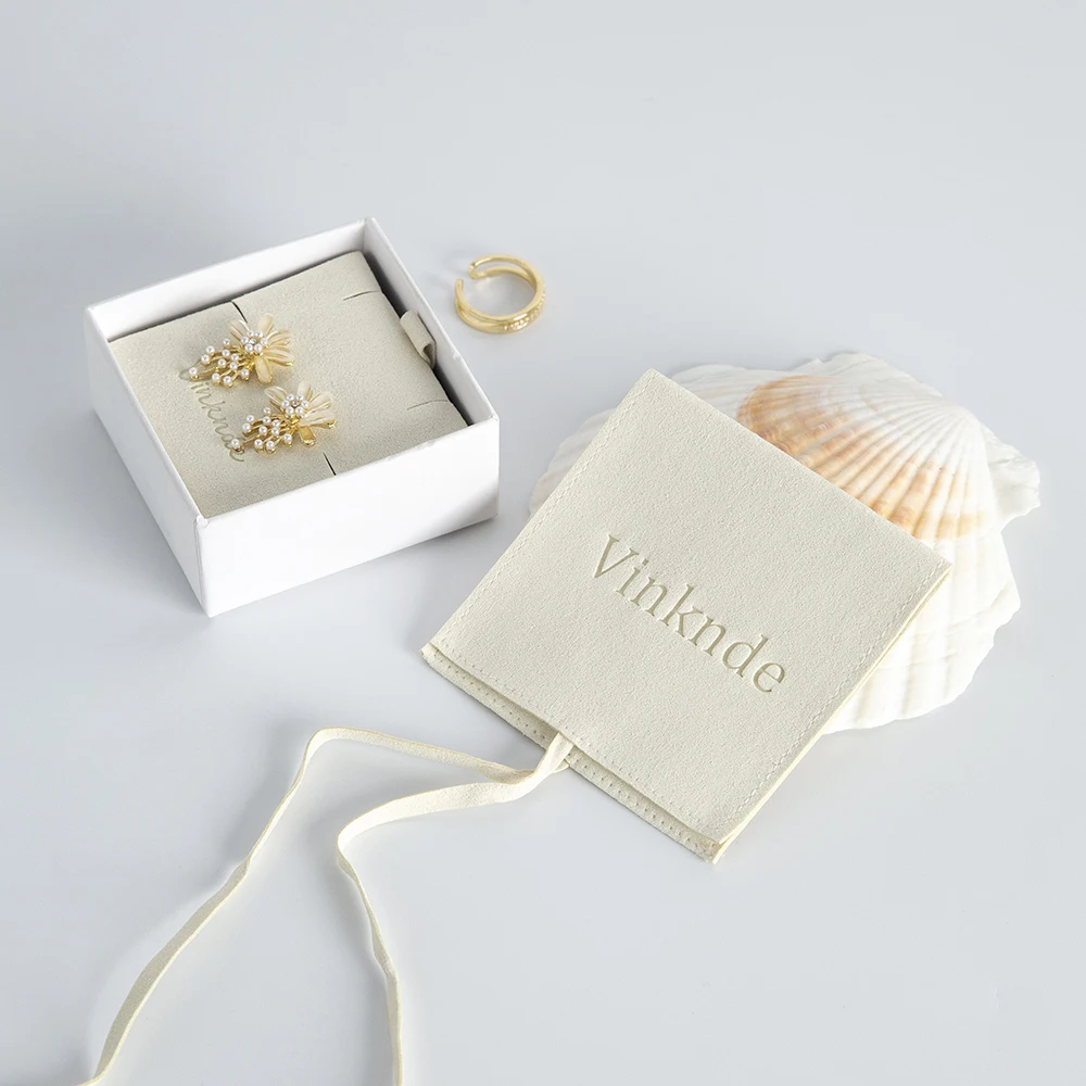 2023 Jewellery Package Microfiber Envelope Pouch Bags Custom Logo Jewelry Earrings Necklace Pouch Gift Bag with Insert Pad/Card