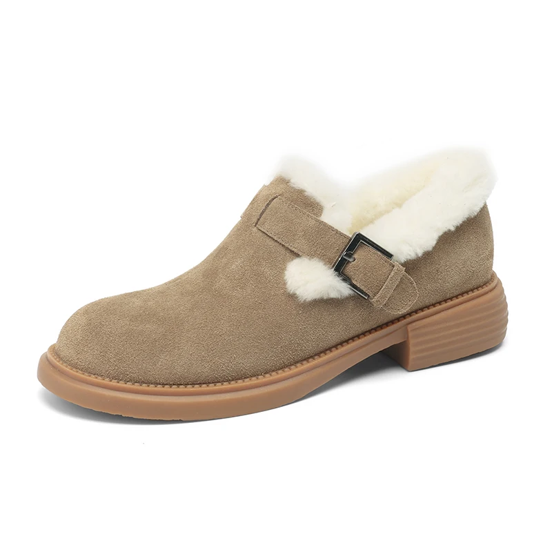 Замшевые женские туфли на среднем блочном каблуке