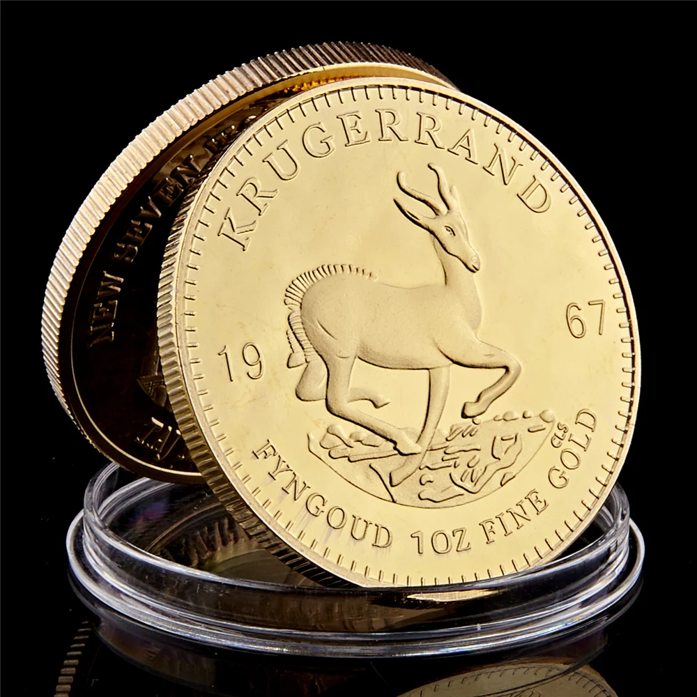 1967 год ЮАР 1 унция мелкое позолоченное крагерранд Реплика монета с дисплеем