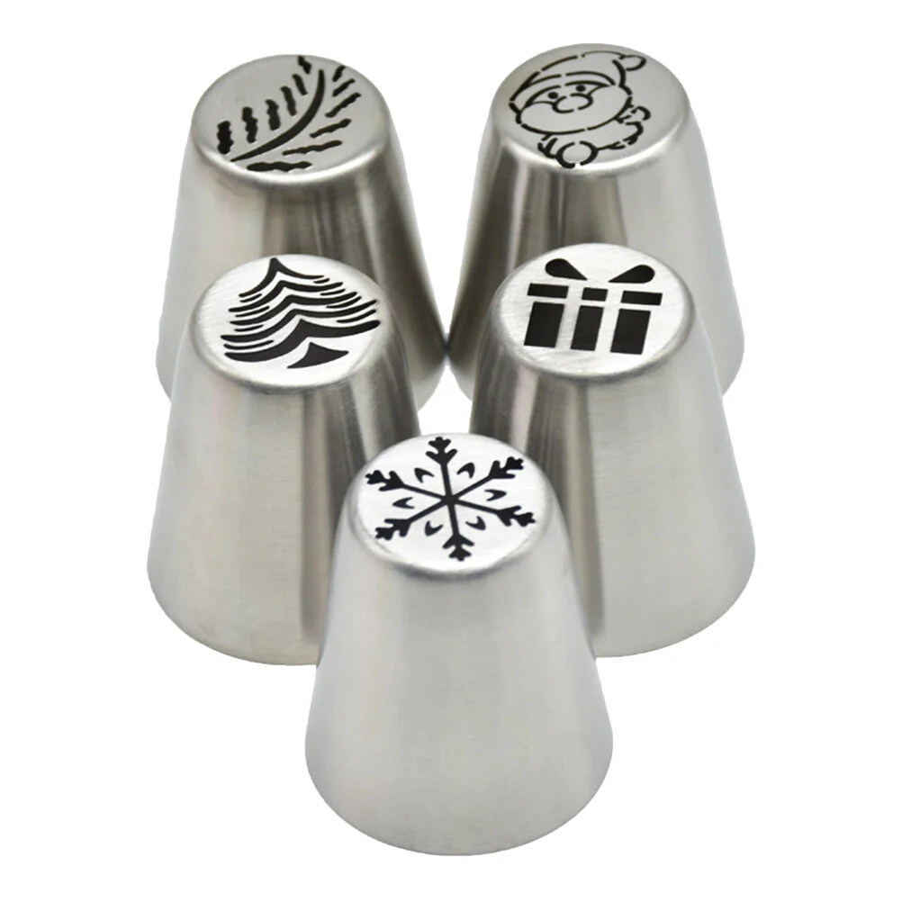 

5 Pcs Decorations Cupcake Piping Tip Cookie Christmas Crackers Tips Xmas Christmas Decorating