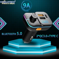 worldtech bluetooth car adapter fm transmitter auto mp3 player qc 3 0 type c fast charging charger usb aux u disk fm modulator