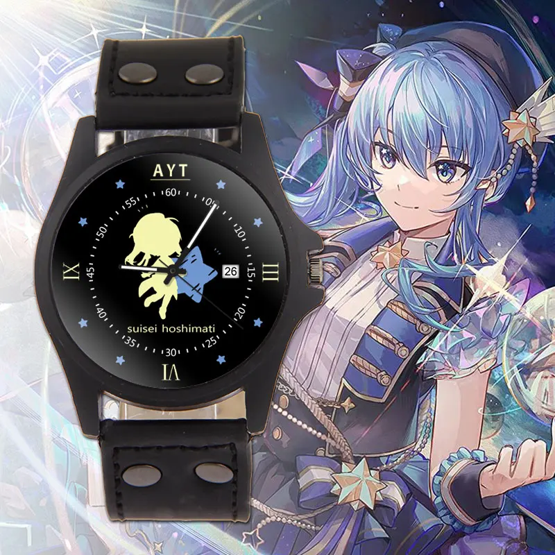 

Anime Hololive VTuber Hoshimati Suisei Nakiri Ayame Shirakami Fubuki Delicate Unisex Student General purpose Quartz Watches Gift