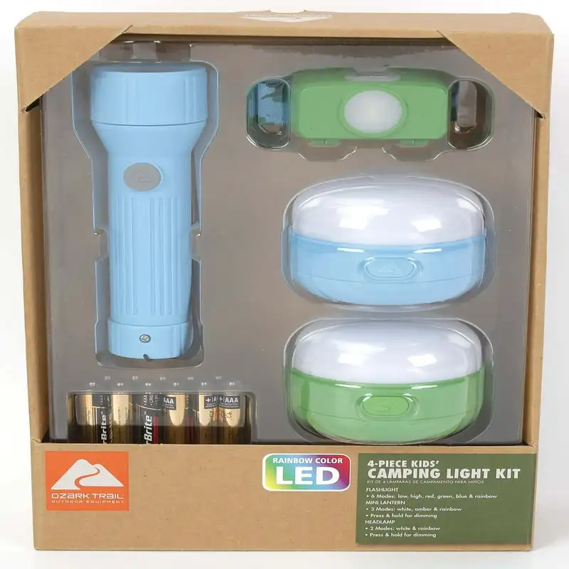 

Camping Lights Kit with 100 Lumens Flashlight, Headlamp and Lanterns, AAA Batteries Included