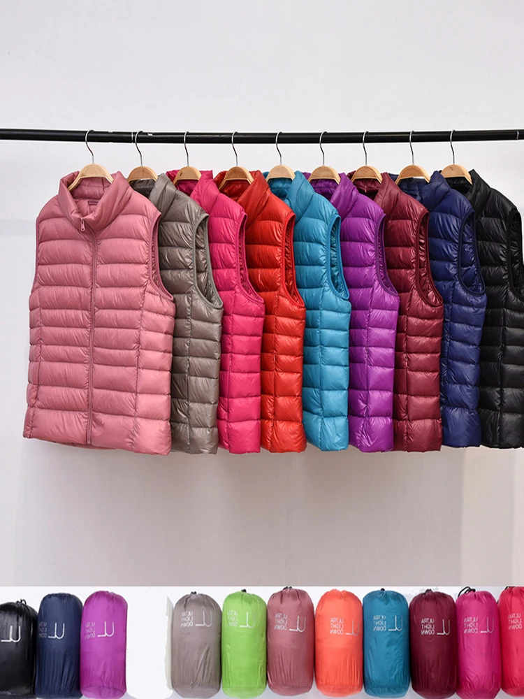 Новинка Женский ульсветильник пуховой жилет без рукавов приталенная куртка для