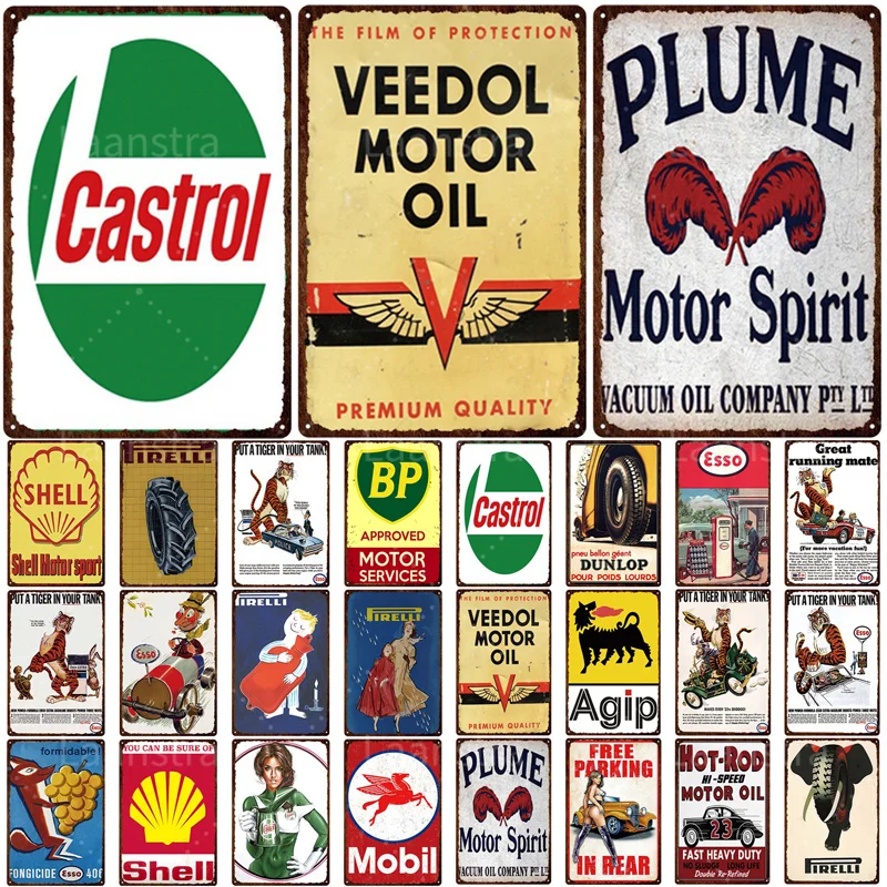 

Vintage Motor Spirit Motor Oil Metal Plaque Home Decor Accessories Tin Signs Plate Garage Club Decoration Metal Retro Posters t5
