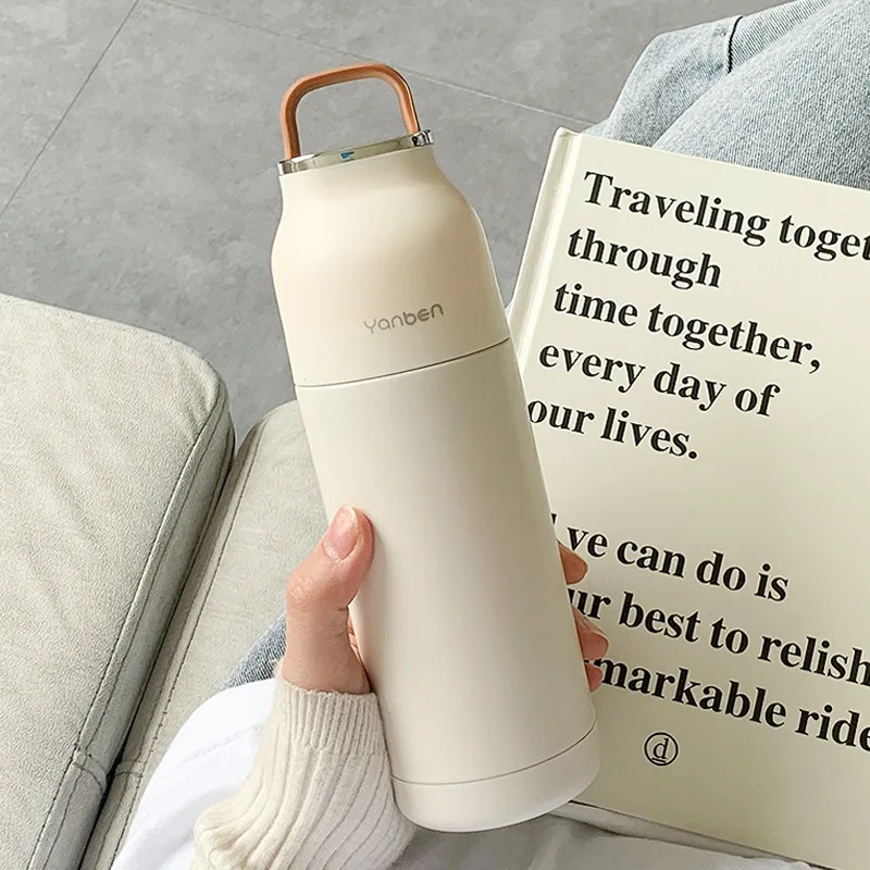 

Ins Simple Stainless Steel Thermos Water Bottle Creative Portable Large Capacity Men Women Vacuum Insulation Cup Gift Wholesale