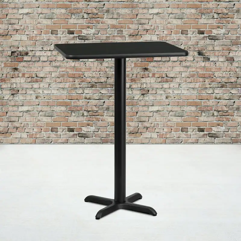 

24" x 30" Rectangular Black Laminate Tabletop with 22" x 22" Height Table Base