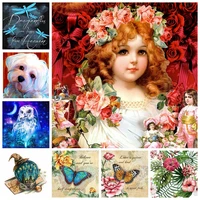 diy 5d diamond painting flower little girl butterfly cross stitch kit full drill embroidery mosaic animal art picture decor gift