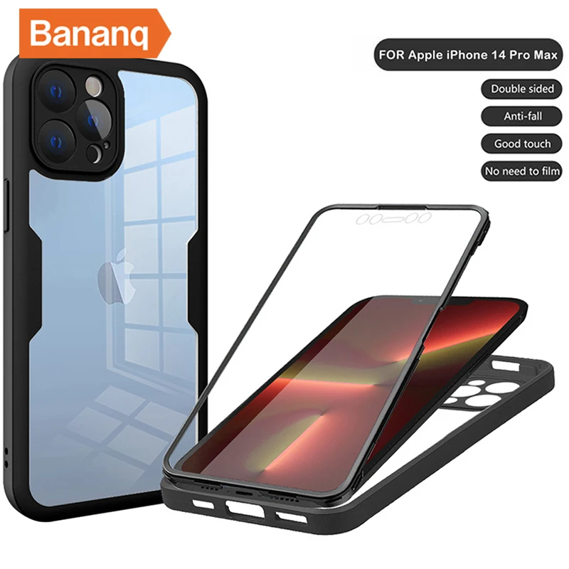 

Bananq 360 Full Body Front Back Clear Phone Case For iPhone 14 13 Mini 12 11 Pro XS Max X XR 7 8 Plus SE2 Shockproof Cover