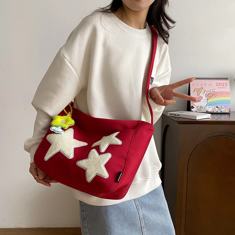 Simple Oxford Crossbody Bags for Student Pure Color Shoulder Bag New Female Large Capacity Messenger Bag Ladies Shopping Handbag