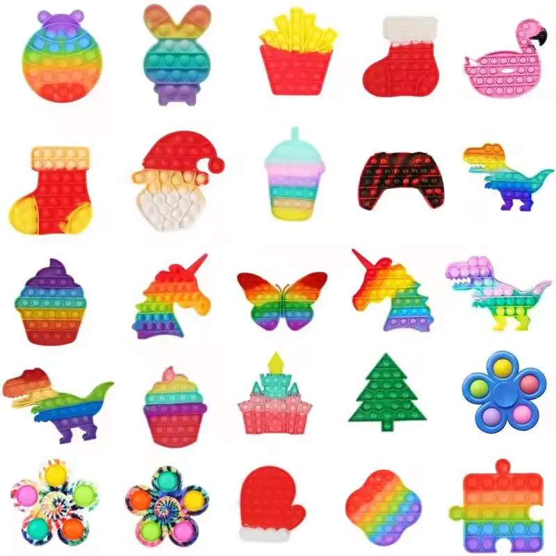 

Rainbow Bubble Pops Kids Fidget Simple Dimple Toys Sensory Autisim Special Need Anti-stress Stress Relief Squishy Fidget Toy