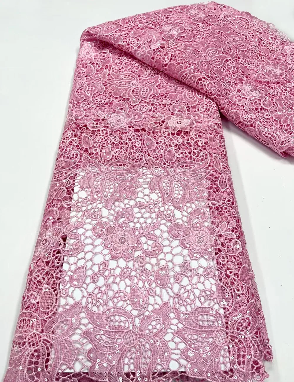 

Розовая африканская кружевная ткань 2023, Высококачественная Водорастворимая нигерийская французская кружевная шнуровка из гипюра для свадебного шитья