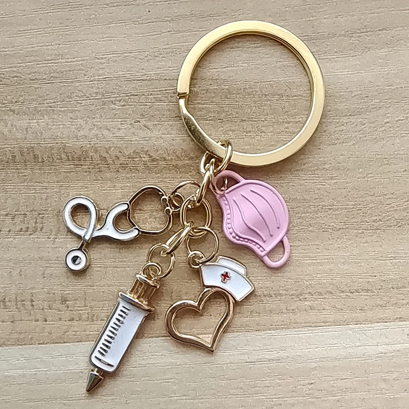 

New Nurse Doctor Mask Keychain Paramedic Keychain Syringe Stethoscope Keychain