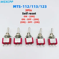 15 pcsred mini 3pin 6mm 23 positionself resetting toggle switches on ondpdttoggle switches 6a125v 3a250v ac mts 112