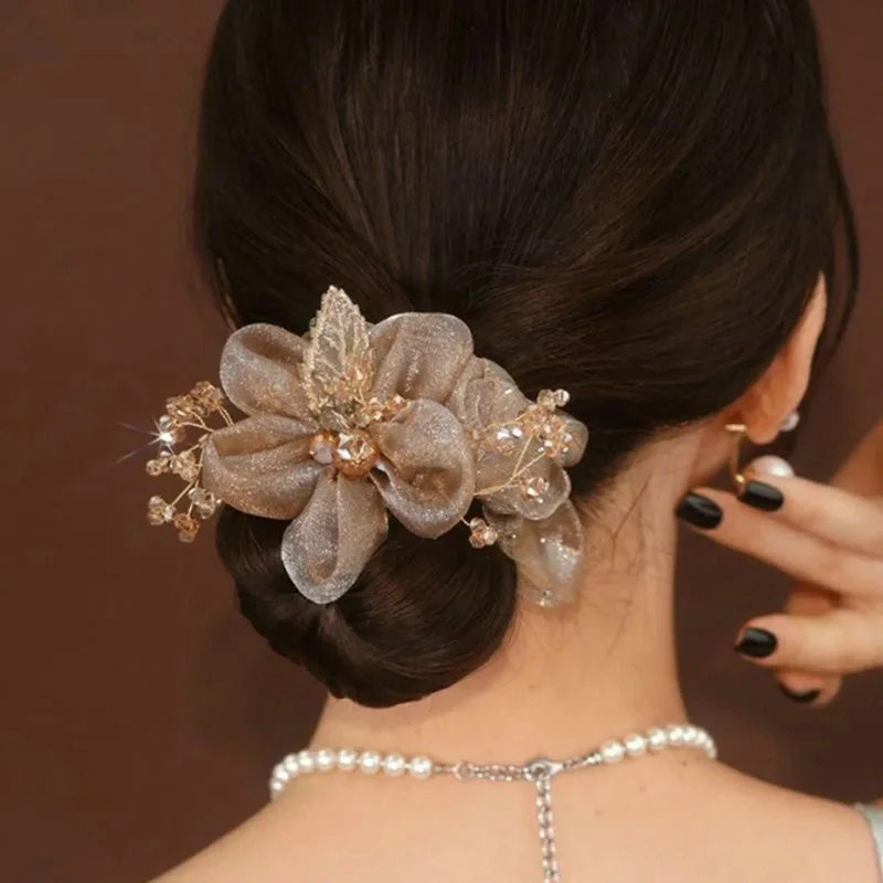 

new Crystal Flower Hair Rope Hair Tie For Women Elastic Simple Temperament Scrunchies Ladies Ponytail Headdress Hair Accessories