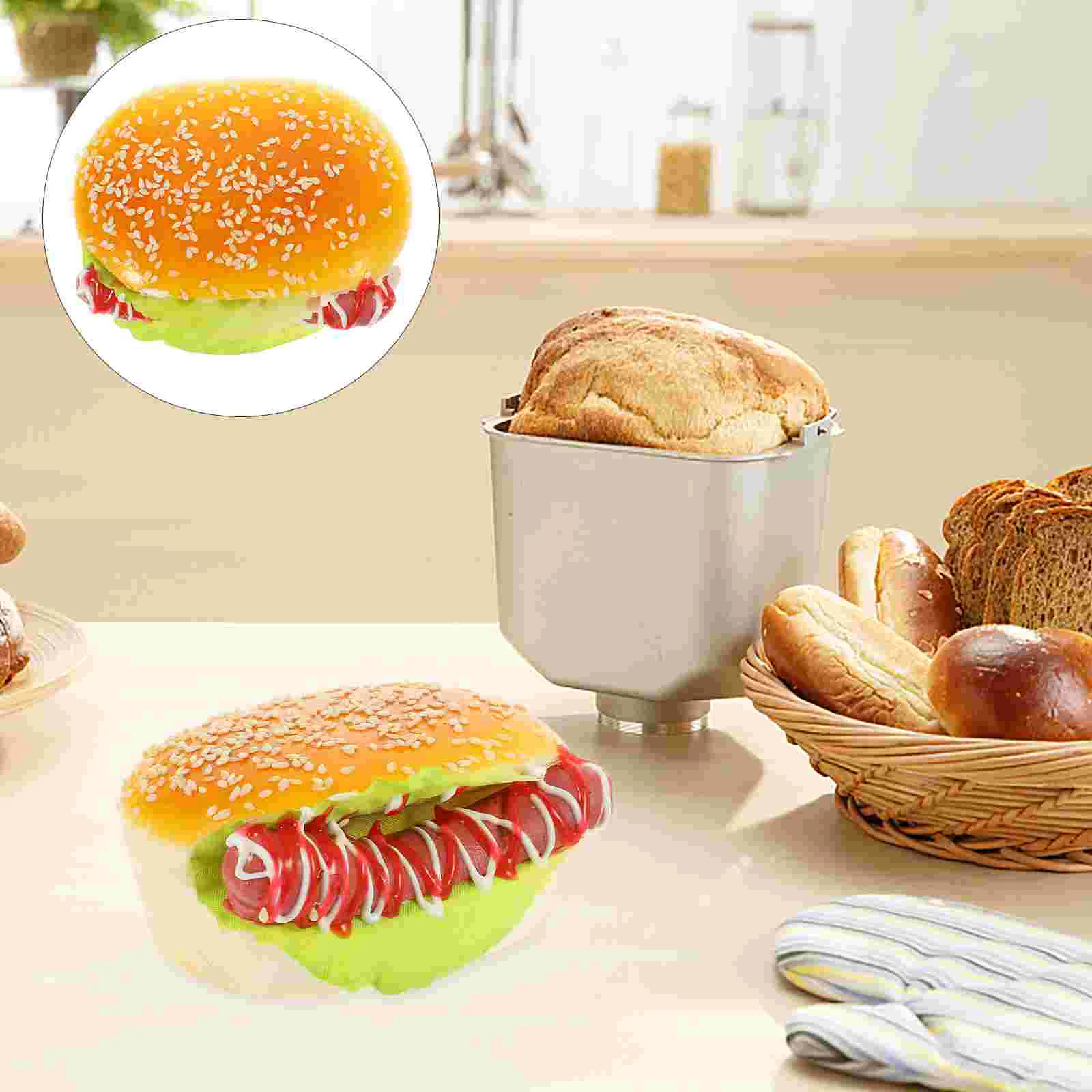 

Burger Fake Toy Props Model Models Simulation Kitchen Decoration Artificial Decorations Burgers Table Realistic Display Dog Pu