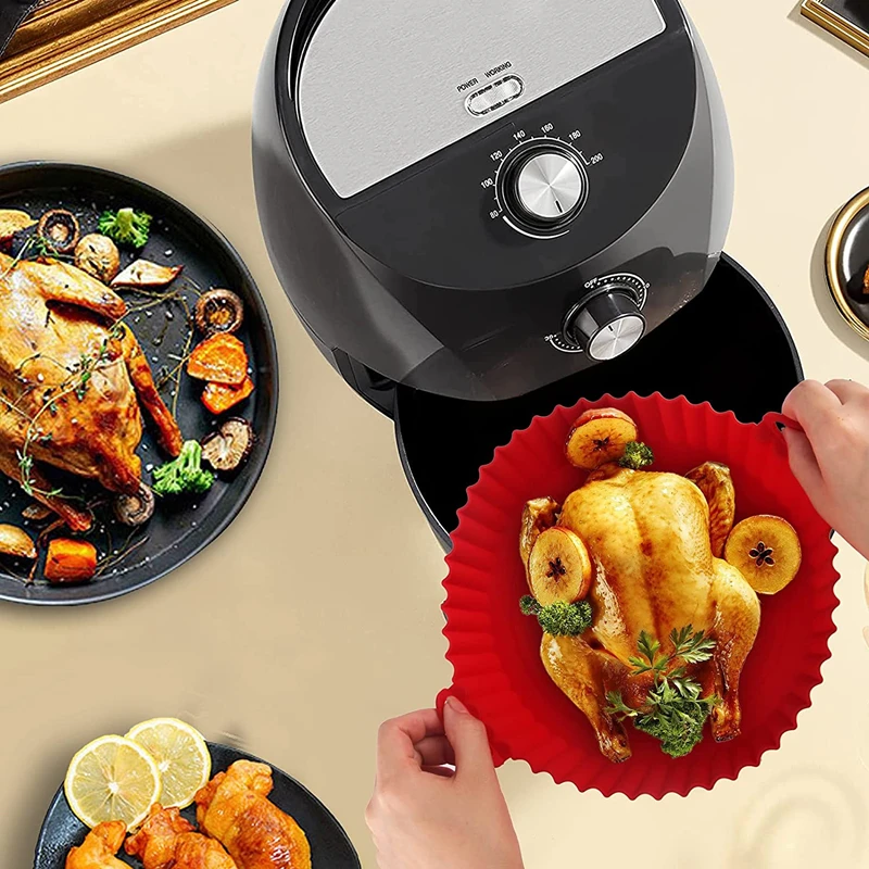 

Reusable Fried Pizza Chicken Mat Air Fryer Silicone Air Fryers Oven Baking Tray Silicone Multi-functional Airfryer Pan Liner