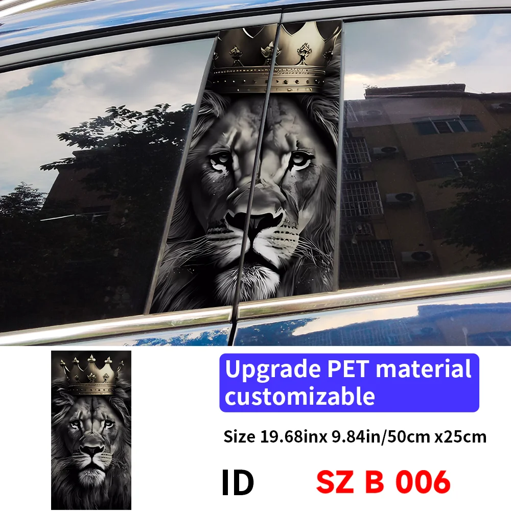 

Наклейки на автомобиль с изображением льва, наклейка на автомобильную стойку B, водонепроницаемые наклейки, наклейка на центральную стойку автомобиля, царапины, аксессуары для декора автомобиля