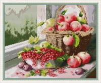apples and cherries embroidery stamped cross stitch patterns kits printed canvas 11ct 14ct needlework cross stitch