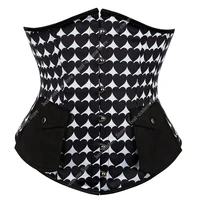 underbust corset plus size gothic heart print corset belt with pocket bustier lace up black waist corsets for women