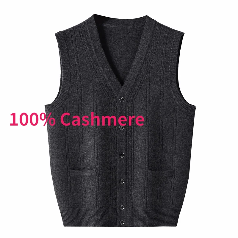 Men's New Arrival 100% Cashmere Vest Large Jacquard Knitted Shirt Heavy Waistcoat Fall and Winter Style Size SMLXL2XL3XL4XL5XL