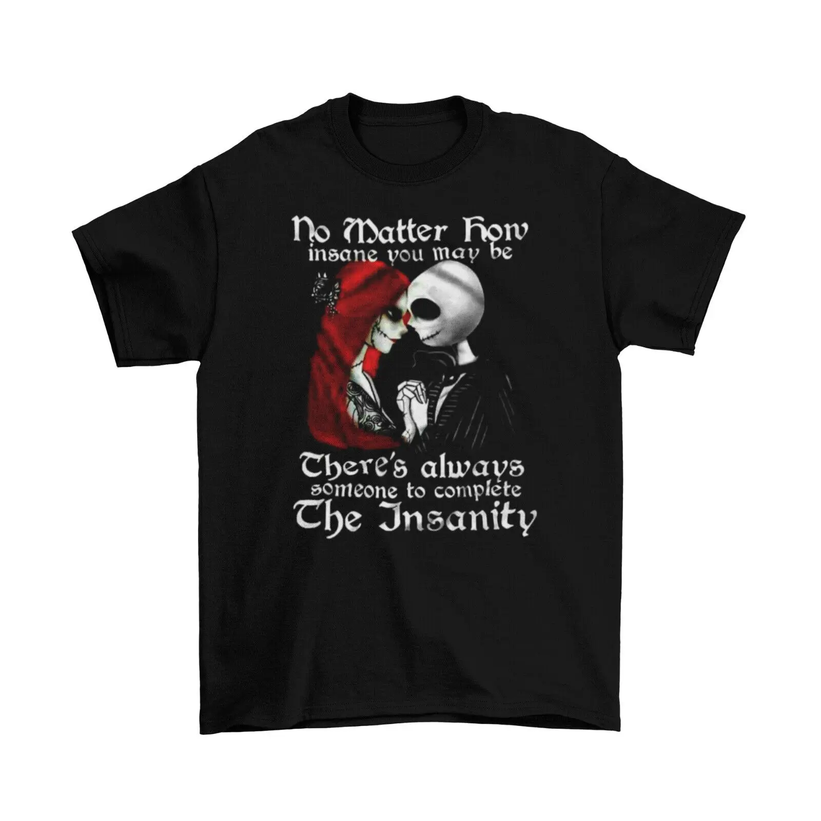 

Nightmare Before Christmas Jack Sally Unisex O-Neck Cotton T Shirt Men Casual Short Sleeve Tees Tops Harajuku Streetwear