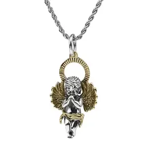Cupid Angel Pendant Necklace for Women Men Fashion Jewelry Clavicle Chain Vintage Necklace Fashion Hip Hop Sweater Chain Choker
