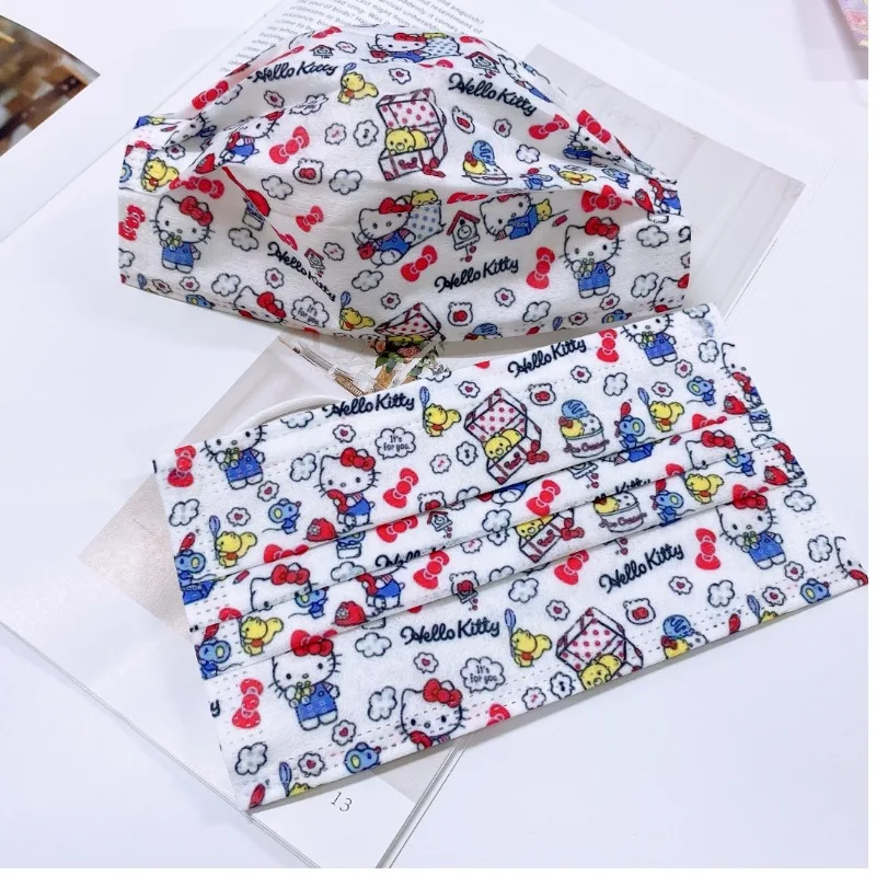 

Маска одноразовая антипылевая с рисунком Hello Kittys, 3 слоя, 50 шт.