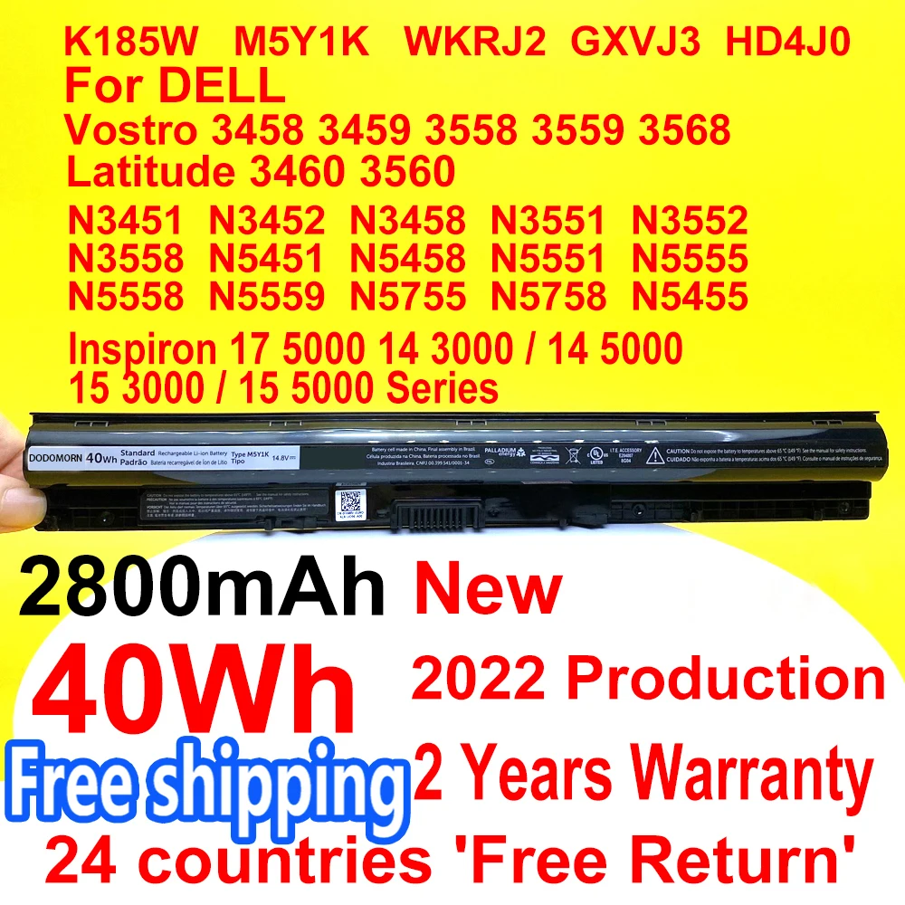 

Аккумулятор M5Y1K на 2800 мА · ч, 40 Вт · ч для ноутбука Dell Inspiron 15 3000 series 15-3551/3552/3567 15 5000 series 5551/5552/5555/5558/5559