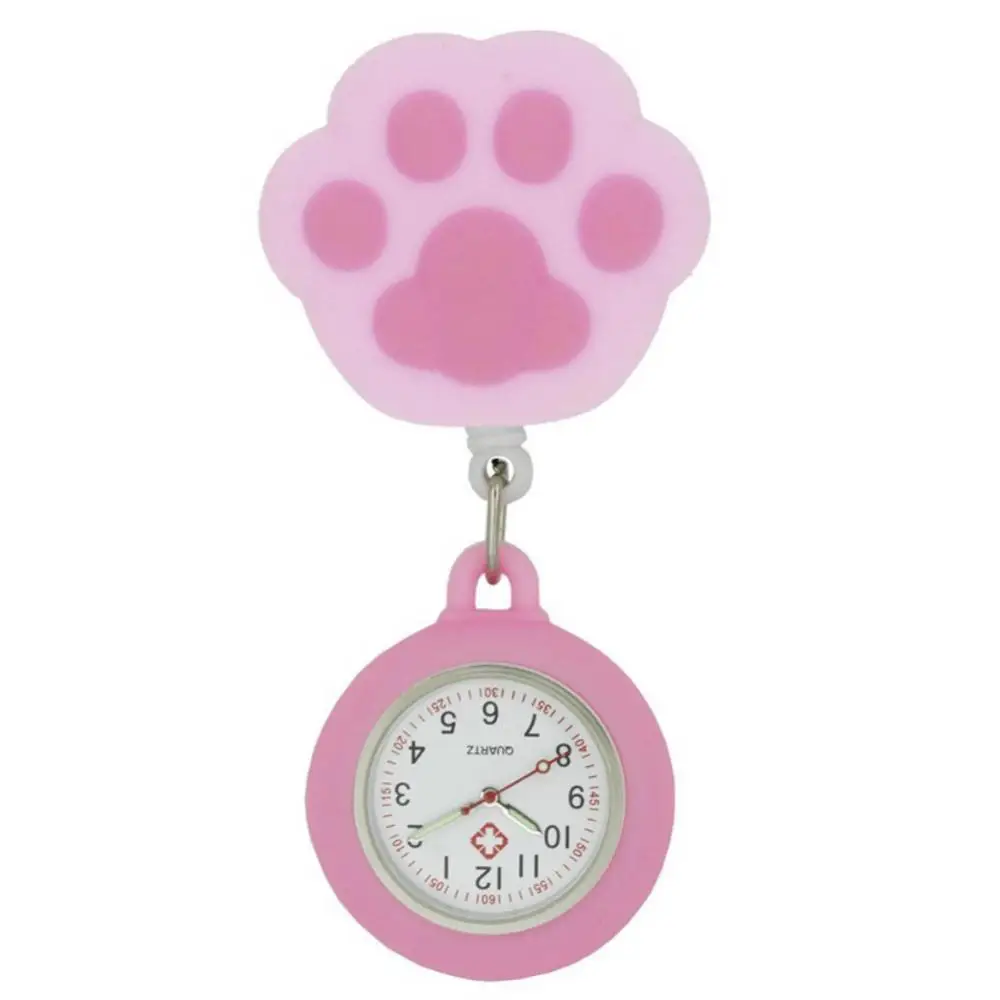 5 Pcs Lovely Nurse Watches Medical Doctor Retractable Clip Pocket Watches Cartoon Lovely Animals Pendant Pocket Watches Gifts