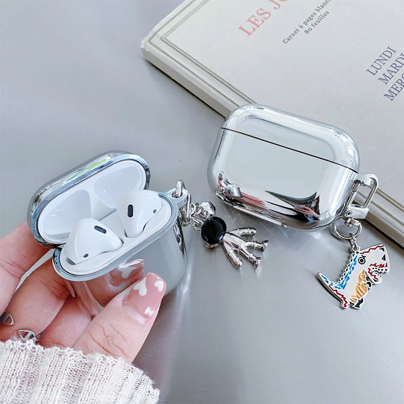 

Покрытие для планшетов Apple AirPods 2, 1, 3, серебристые гальванические зеркальные чехлы для наушников Apple AirPods Pro