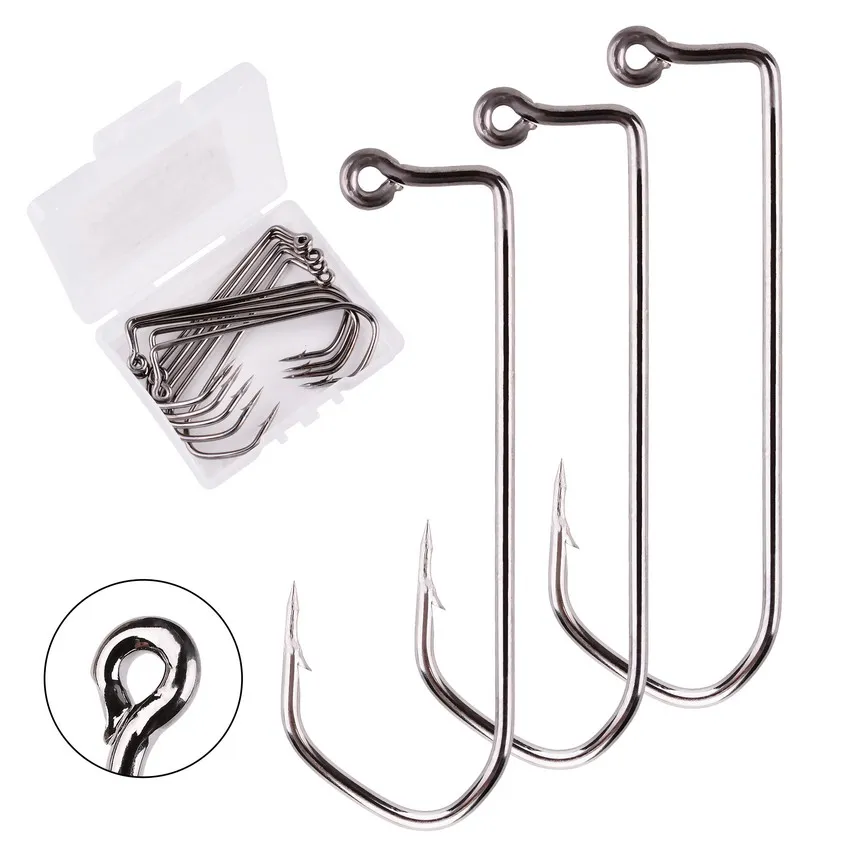 

10pcs/box 7150 Jig Fishing Hooks Barbed Black Hook High Carbon Steel Barbarian 90 Degree Fishhook Size 1# to 6/0# Fishhook