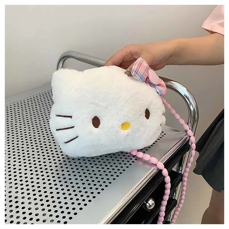

Anime Sanrioed Hello Kittys Plush Doll Inclined Shoulder Bag Cute Cartoon Plushie Soft Children Storage Bag Girl Birthday Gift