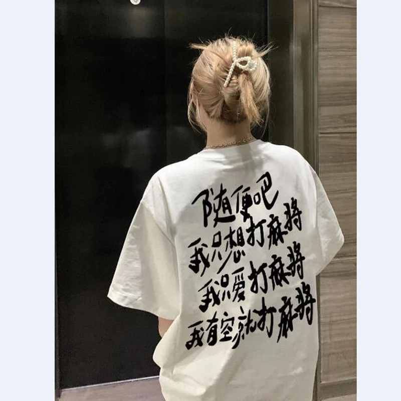 

Letters Print women's Top Spring Summer Short Sleeve O Collar Tshirt for Women Pure Cotton Girls T shirts