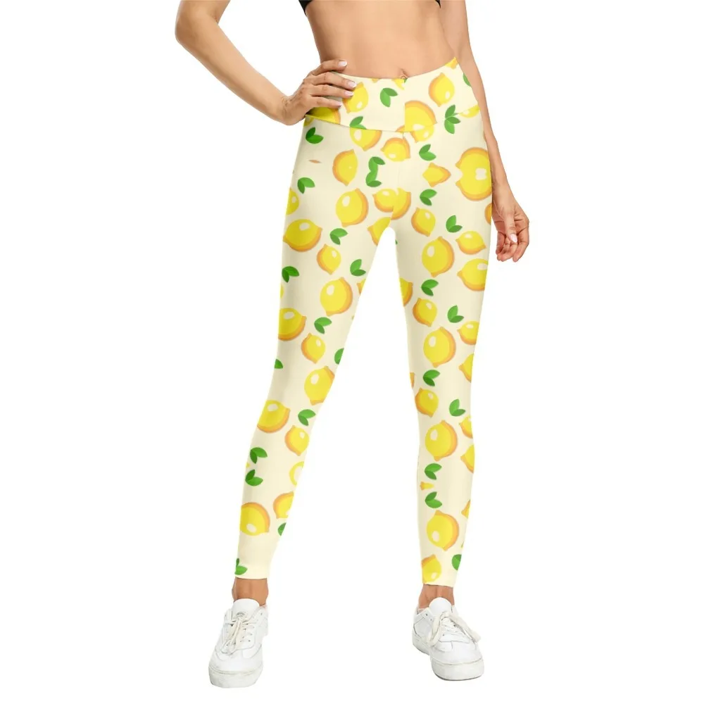 

Seamless Yellow Lemon Print Leggings Sports Wear Women Workout Tights Yoga Pants Gym Outfits Fitness Clothing