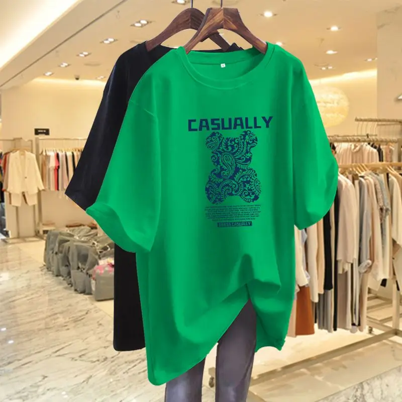 

Summer Short Sleeve Fashion Printed T-shirt Women Clothing Casual Street Style Chic Oversized Tees Female Pullovers 100 Cotton