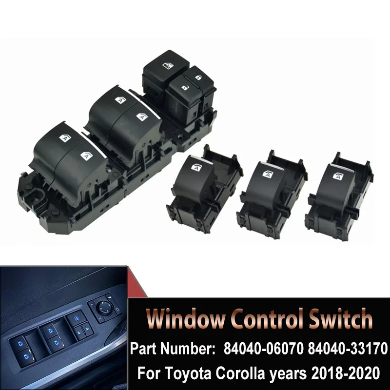 

Car Lighted LED Power Window Main Switch Set Left Driving Backlight Masteres Switch For Toyota RAV4 RAV 4 2019 2020 2021