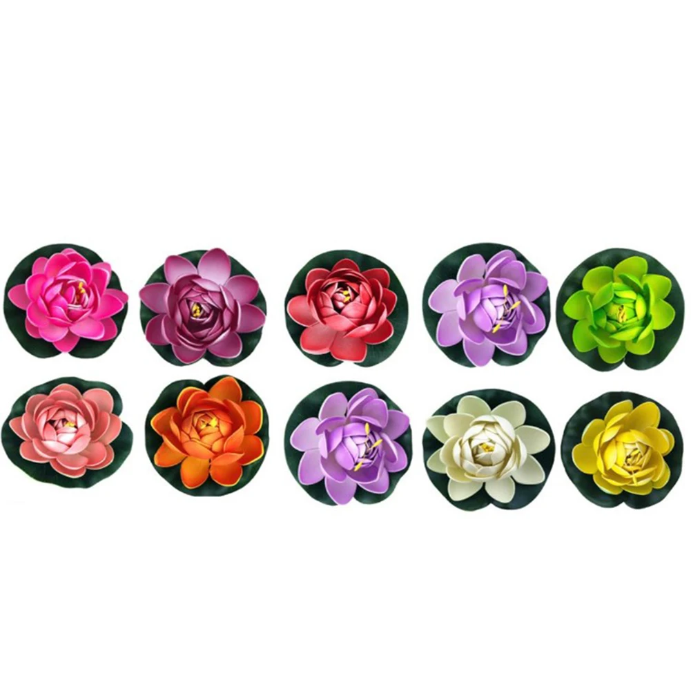 

10PCS/Set Colorful Artificial Fake Floating Water Lily Flower Lotus Leaf Pond Plants Garden Pool Floating Artificial Plants