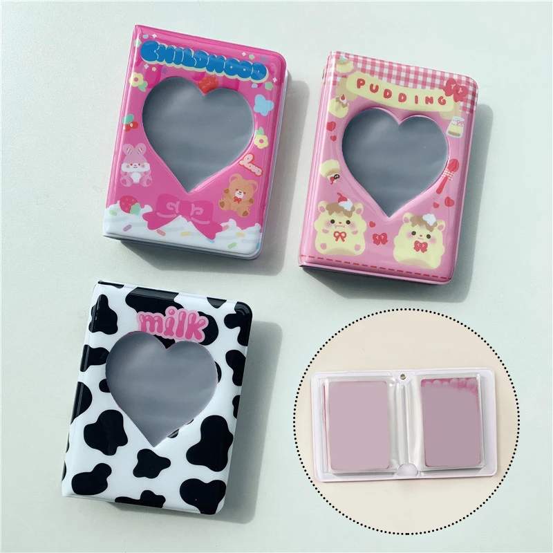 

Lovely Bear photo album 3 Inch Love Heart Hollow Kpop Card Binder Name Card Book Photo Album Card Photocard ID Holder 40 Pockets