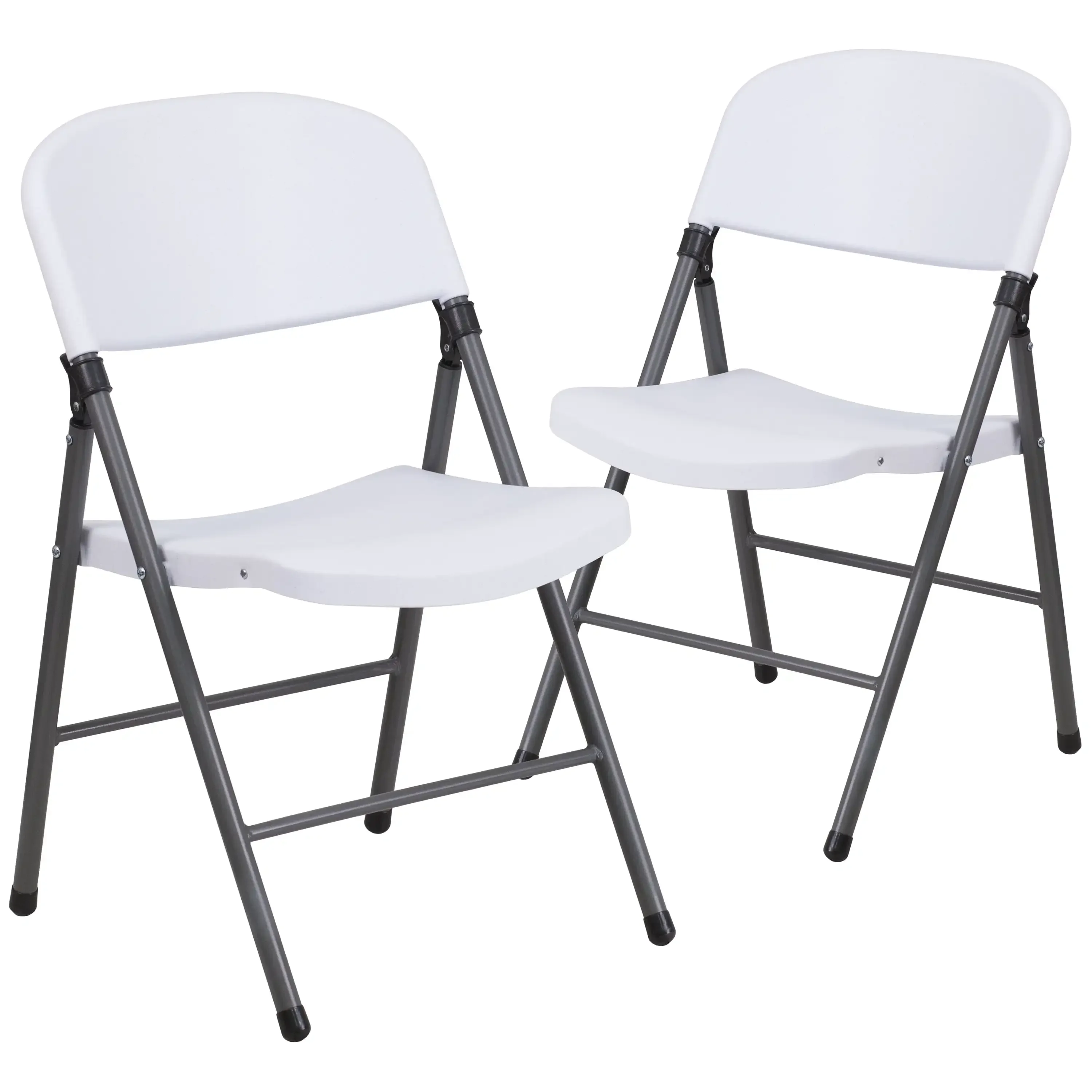 

2 Pack HERCULES Series 330 lb. Capacity Granite White Plastic Folding Chair with Charcoal Frame