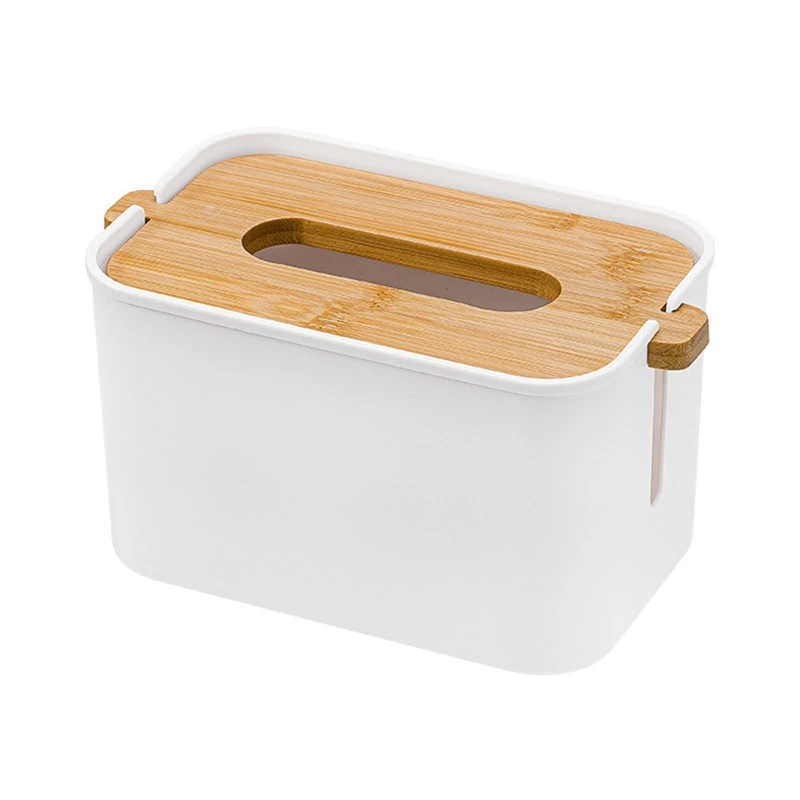 

72XD Creative Modern Lifting Wooden Cover White Tissue Box Simple Home Decor Tissue Paper Storage Box with Lid Wipes