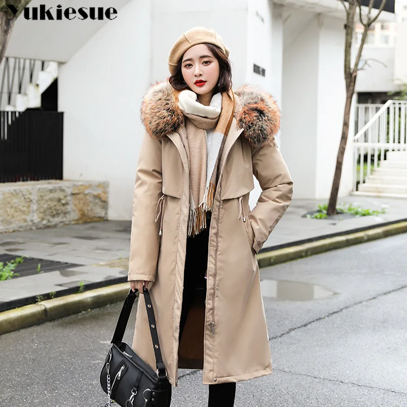 Куртка женская зимняя теплая с тонкой талией подкладкой из хлопка и меха 2020 |